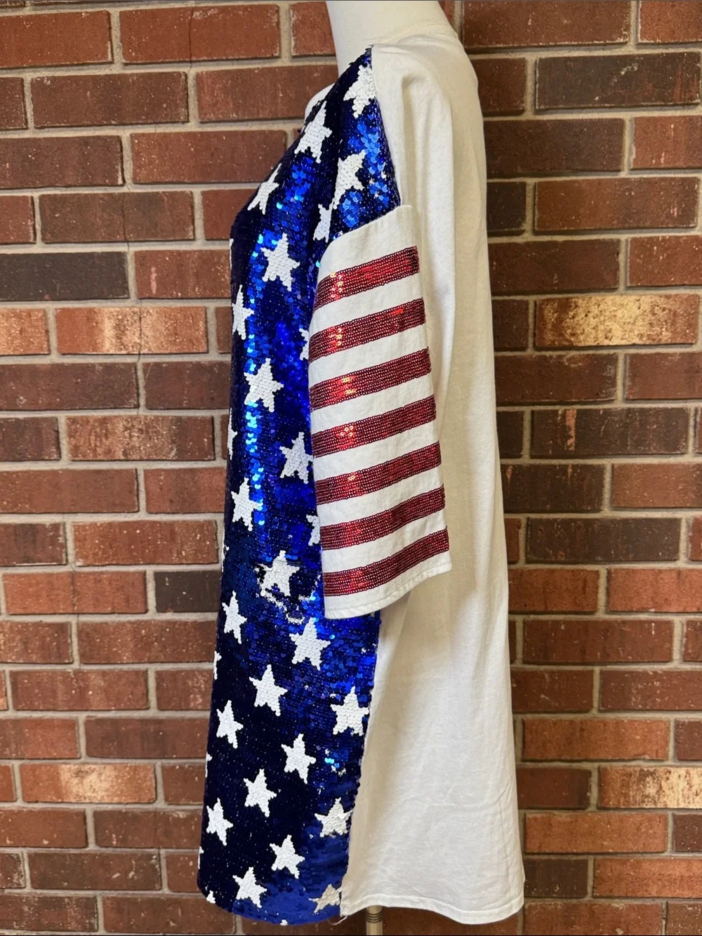 Fantastic Fawn Sequin Flag Oversized T-shirt Dress Size Small - Picture 7 of 11